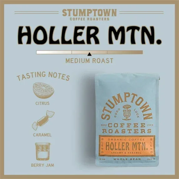 Stumptown Coffee Organic Holler Mountain Premium Medium Roast Whole Bean Coffee, Arabica, 12 oz - Image 2