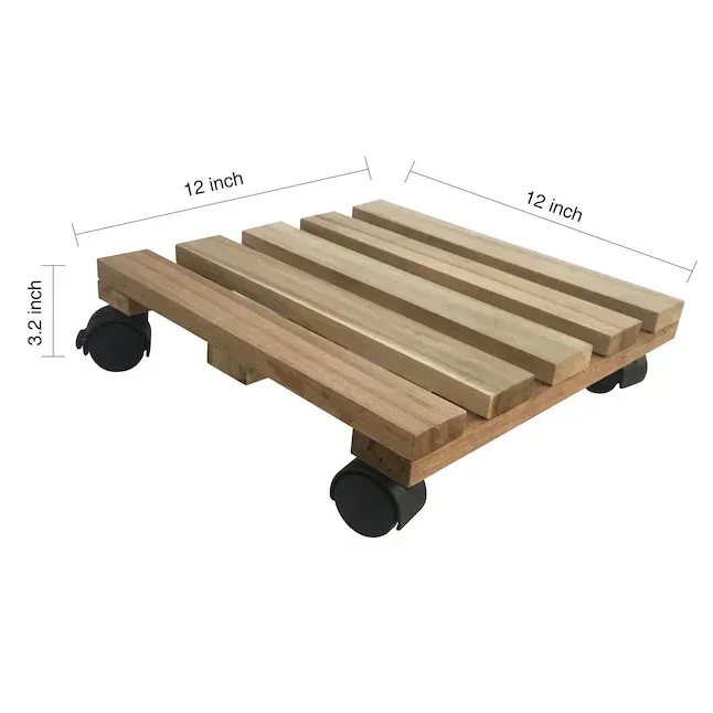 Style Selections 12-in L x 12-in D x 3.2-in H Brown Plant Caddy - Image 5