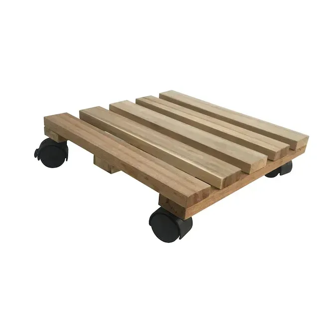 Style Selections 12-in L x 12-in D x 3.2-in H Brown Plant Caddy - Image 8