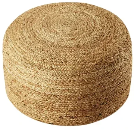 Stylehouse 100% Cotton Natural Jute Pouf, 12" H x 20" W