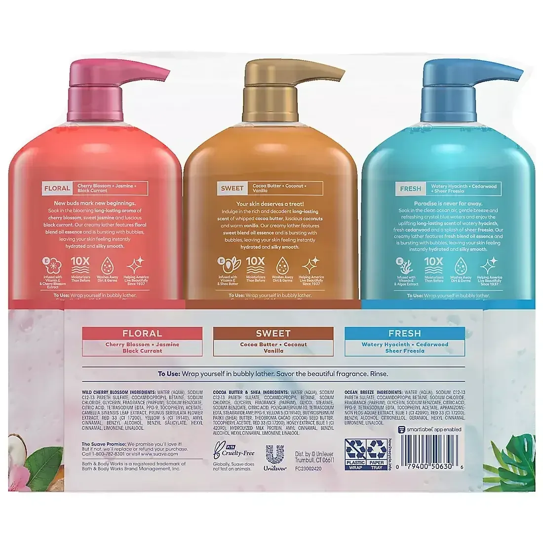 Suave Essentials Gentle Body Wash Variety Pack, 3 pk./30 oz. - Image 2