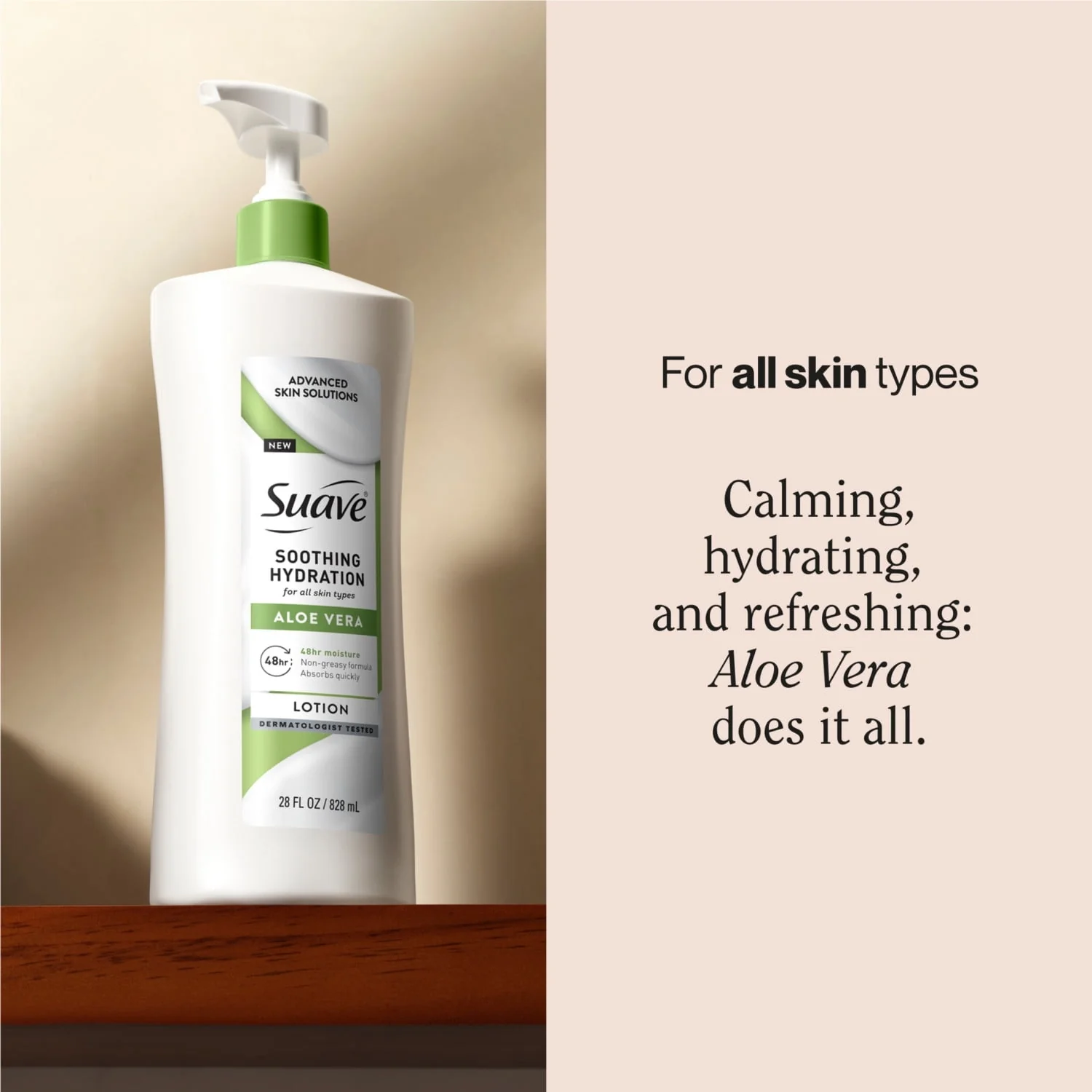 Suave Soothing Hydration Hand & Body Lotion For Women With Aloe Vera For Dry Skin, 28 fl oz Pump - Image 2