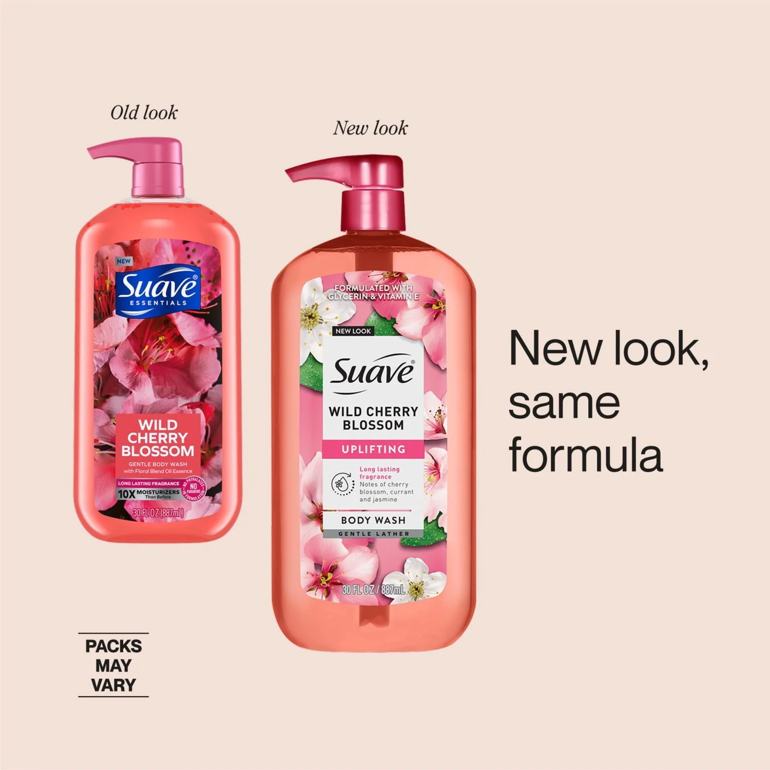Suave Wild Cherry Blossom Moisturizing Body Wash with Glycerin & Vitamin E, 30 FL OZ Pump - Image 3