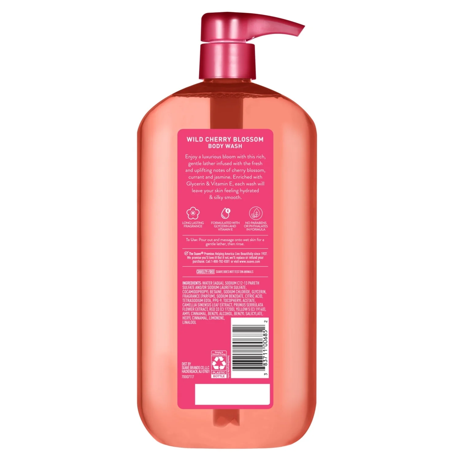 Suave Wild Cherry Blossom Moisturizing Body Wash with Glycerin & Vitamin E, 30 FL OZ Pump - Image 6