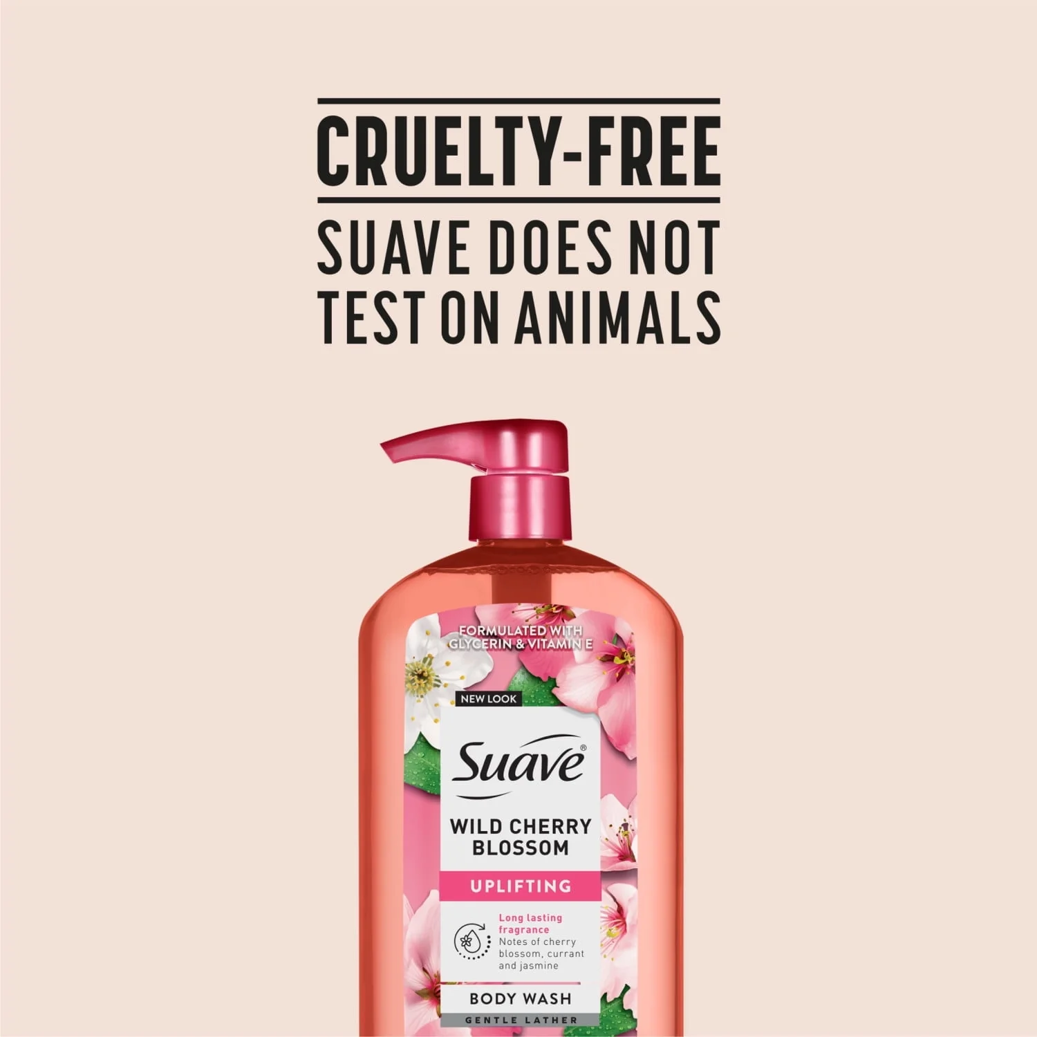 Suave Wild Cherry Blossom Moisturizing Body Wash with Glycerin & Vitamin E, 30 FL OZ Pump - Image 8