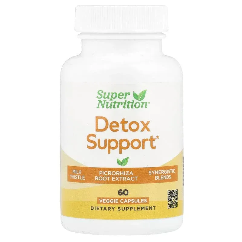 Super Nutrition, Detox Support with Milk Thistle Extract, Picrorhiza Root Extract, Turmeric Extract, Dandelion Powder and Digestive Blend, 60 Veggie Capsules