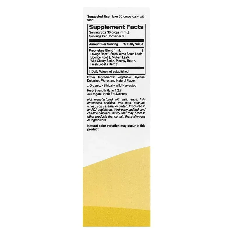 Super Nutrition, Kid's Liquid Bronchial Ease with Lovage Root, Fresh Yerba Santa Leaf, Licorice Root, and Mullein Leaf, No Alcohol, Cherry, 1 fl oz (30 ml) - Image 4