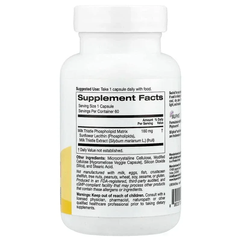 Super Nutrition, Milk Thistle Phytosome, 160 mg, 60 Veggie Capsules - Image 2