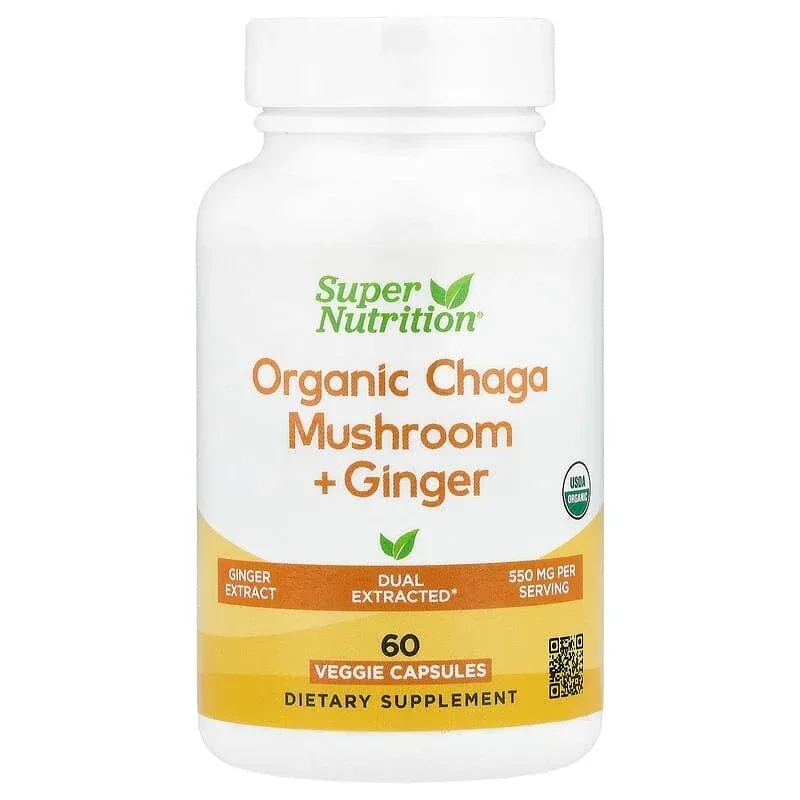 Super Nutrition, Organic Mushroom + Ginger, 60 Veggie Capsules