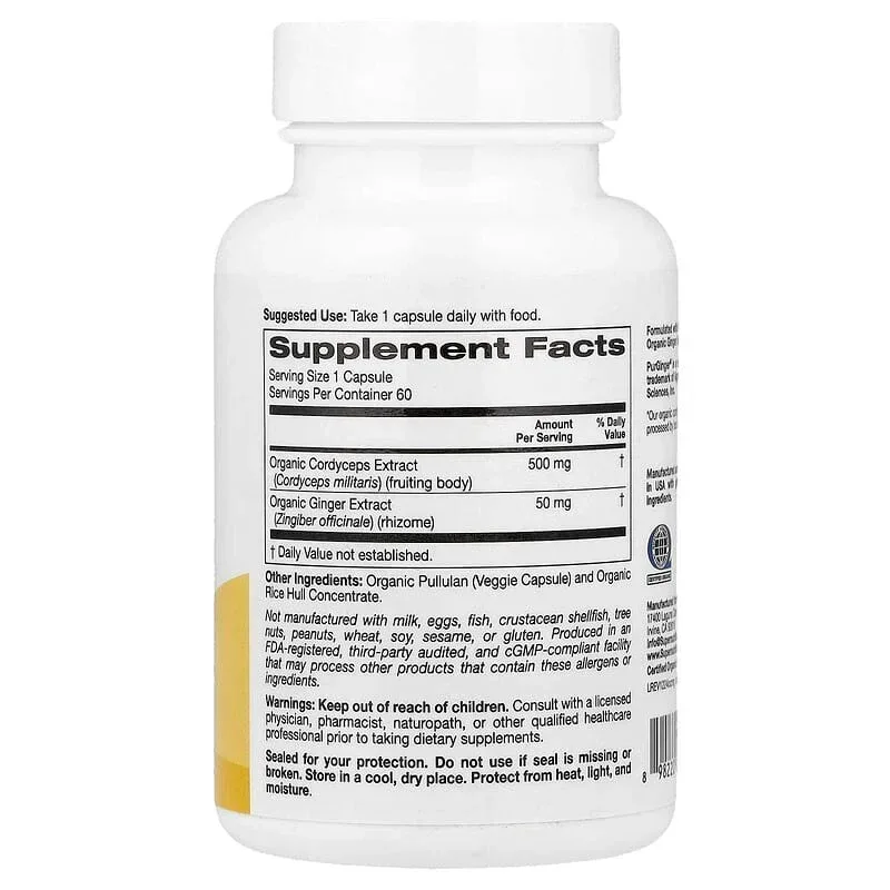 Super Nutrition, Organic Mushroom + Ginger, 60 Veggie Capsules - Image 12