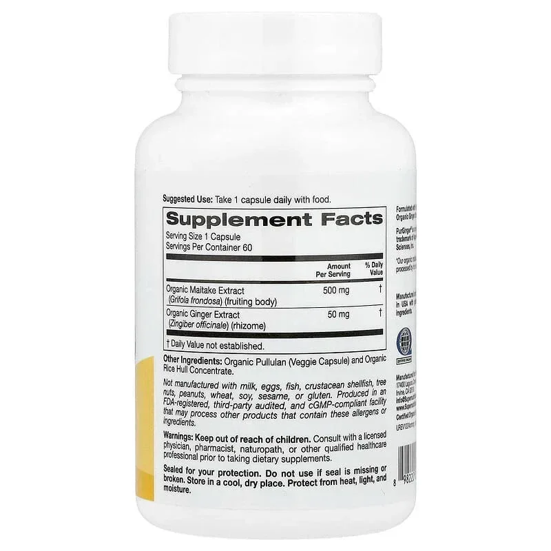 Super Nutrition, Organic Mushroom + Ginger, 60 Veggie Capsules - Image 22