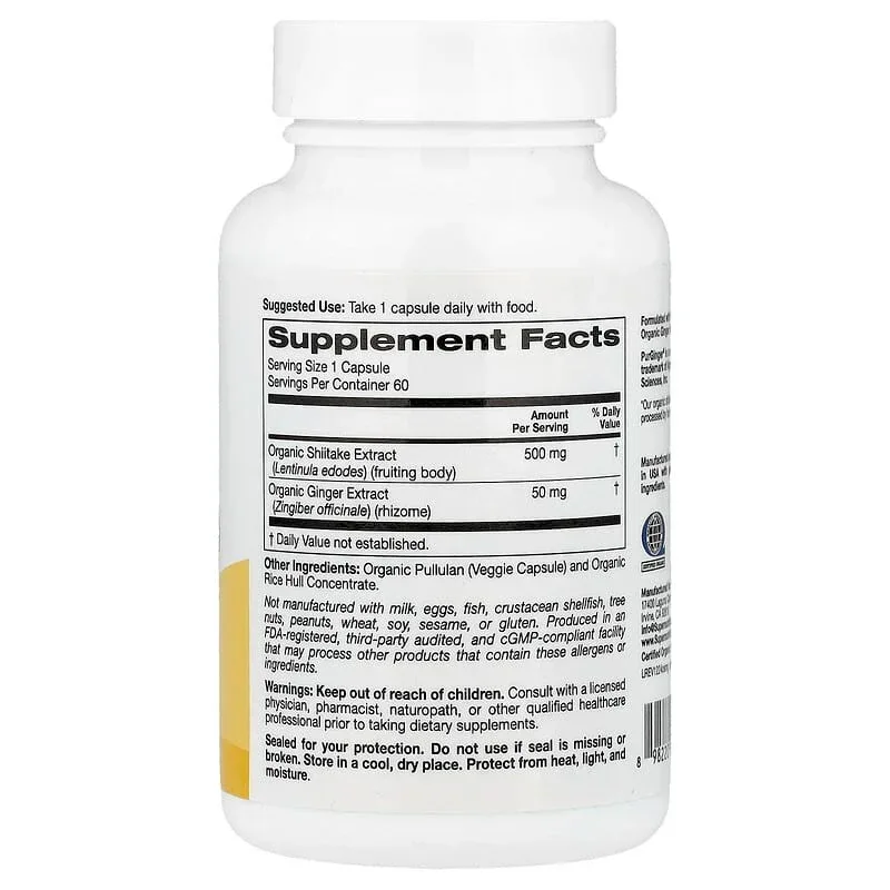 Super Nutrition, Organic Mushroom + Ginger, 60 Veggie Capsules - Image 27