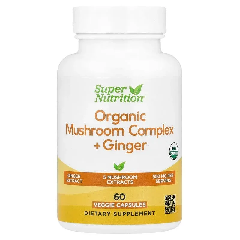 Super Nutrition, Organic Mushroom + Ginger, 60 Veggie Capsules - Image 6
