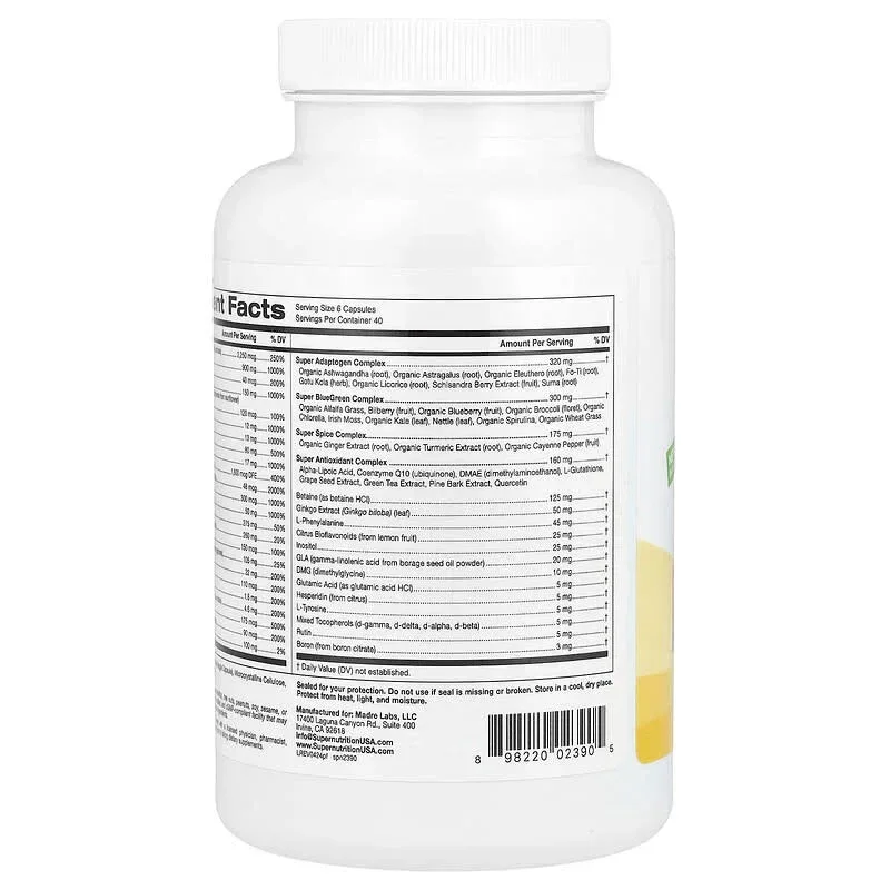 Super Nutrition, Perfect Family Multivitamin + Vitamin A, Methyl B12, Folate, Vitamin C, and Biotin, Iron Free, 240 Veggie Capsules - Image 2
