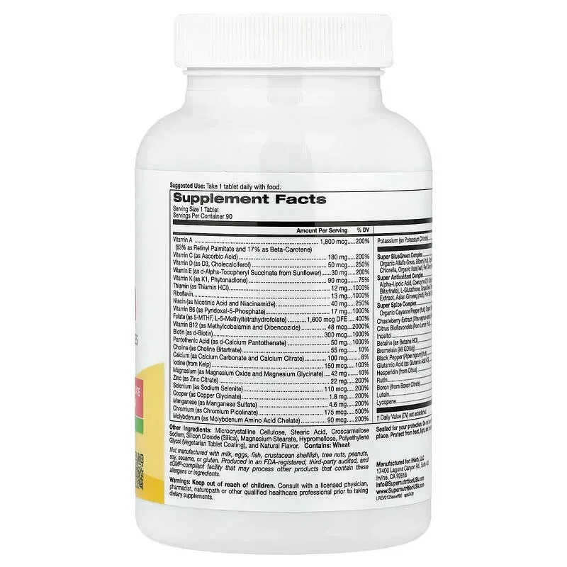Super Nutrition, Simply One®, Women's Multivitamin with Super Complexes, Iron Free, 90 Tablets - Image 3