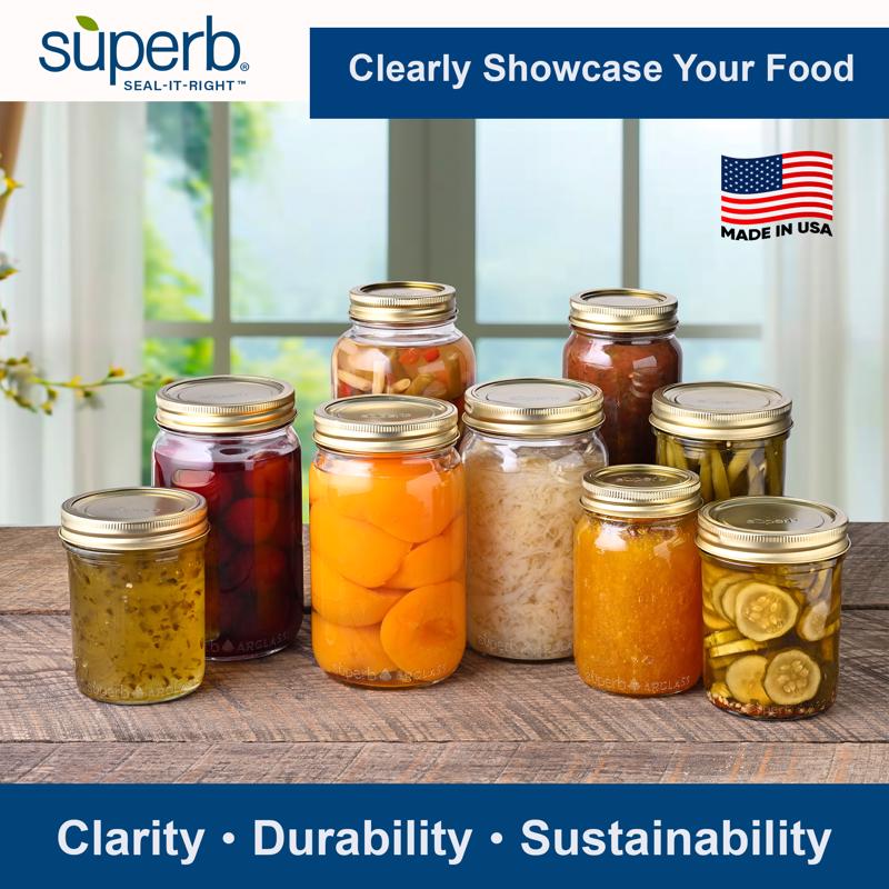 Superb Arglass Wide Mouth Canning Jar 32 oz 12 pk - Image 6