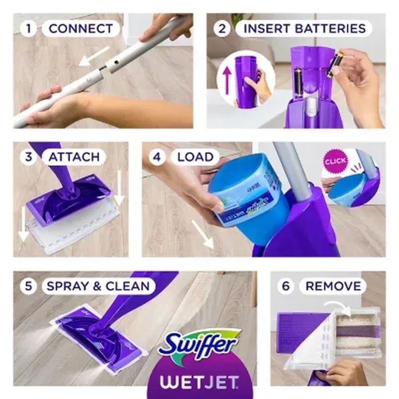 Swiffer Wetjet Refill Pack, Lavender (32 Pads + 2 Bottles) - Image 6