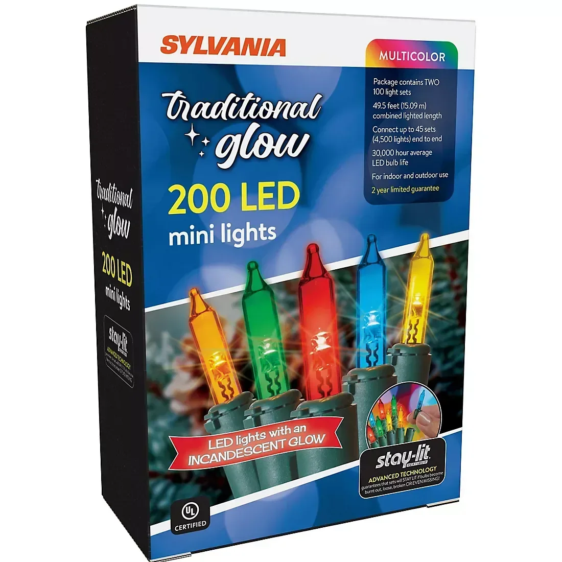 Sylvania Staylit Traditional Glow Multicolor LED Lights, 200 ct. - Image 2
