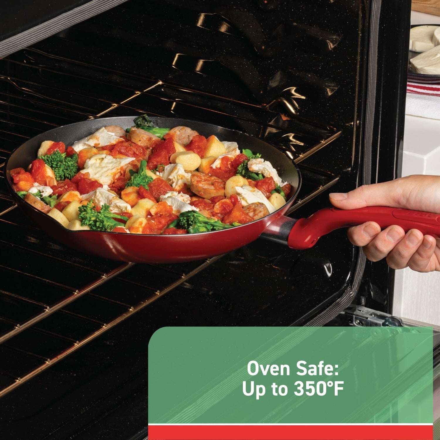 T-fal Easy Care 12-Piece Non-Stick Cookware Set, Pots and Pans, Red - Image 4