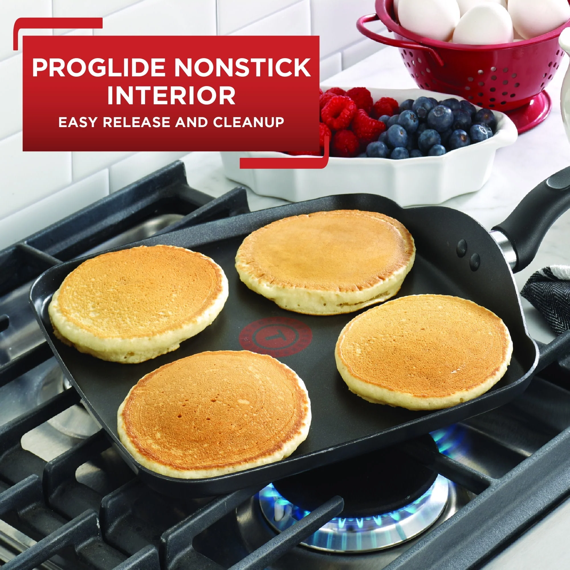T-fal Easy Care Nonstick Cookware, Griddle, 11 inch, Grey - Image 2