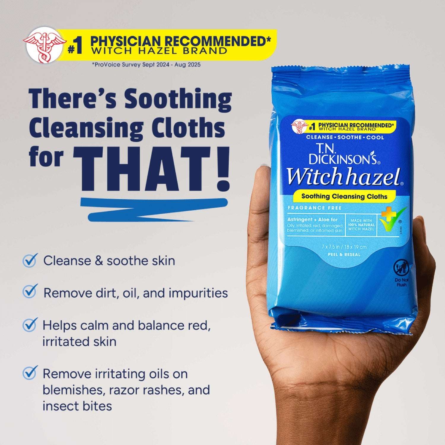 T.N. Dickinson's Witch Hazel Cleansing Cloths, 25 Count - Image 3