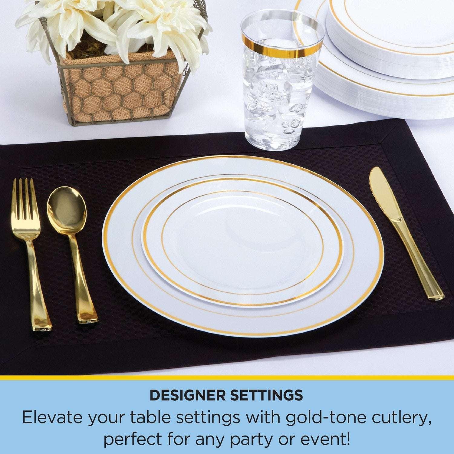 Tableluxe Premium Disposable Gold Colored Plastic Cutlery, 180 ct. - Image 4