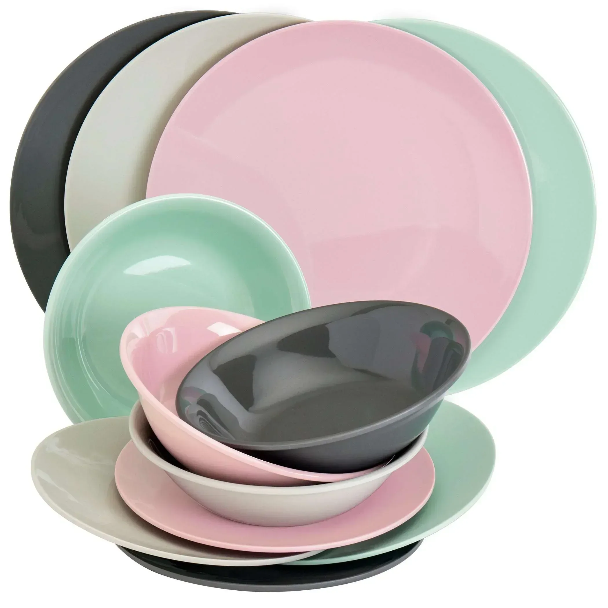 Tabletops Gallery 12 Piece Dark Green Melamine Dinnerware Set Plates Bowls for Indoor/Outdoor Use, Service for 4, Emerald - Image 10