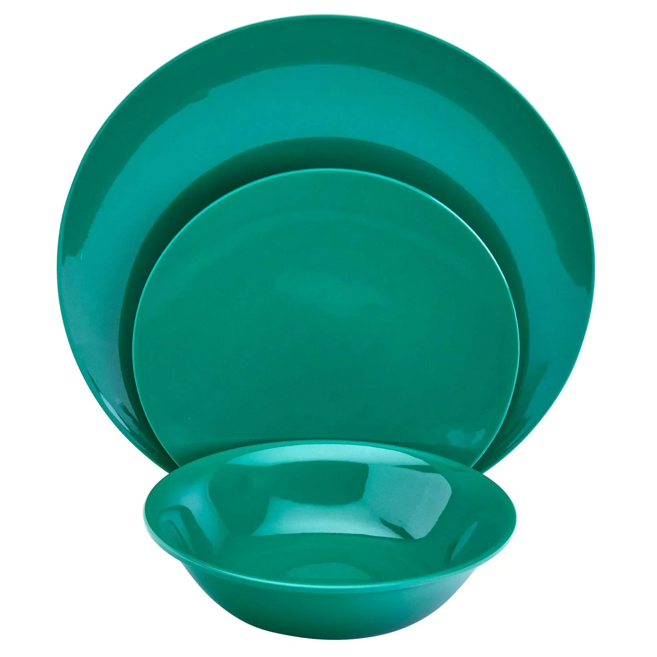 Tabletops Gallery 12 Piece Dark Green Melamine Dinnerware Set Plates Bowls for Indoor/Outdoor Use, Service for 4, Emerald - Image 4