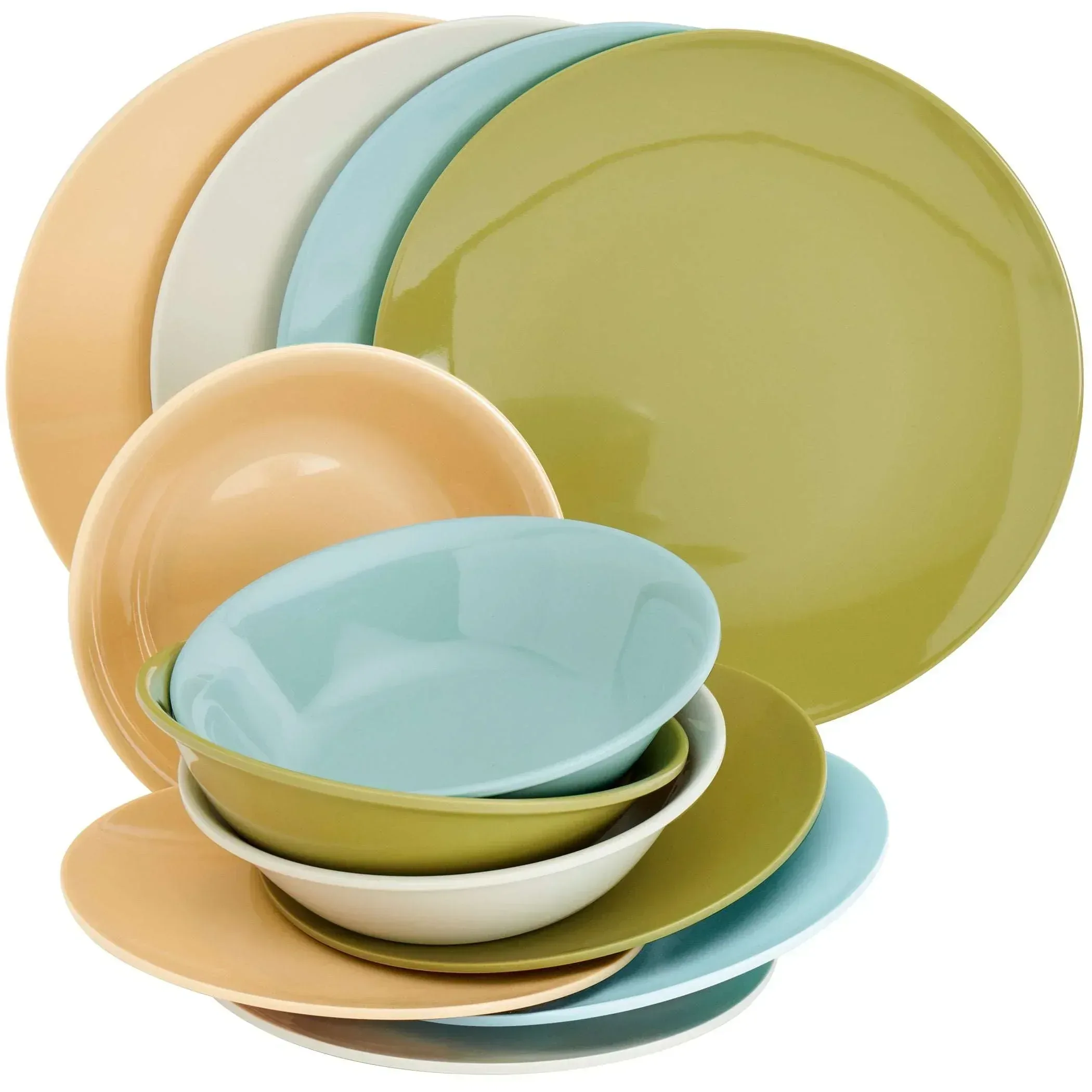 Tabletops Gallery 12 Piece Dark Green Melamine Dinnerware Set Plates Bowls for Indoor/Outdoor Use, Service for 4, Emerald - Image 7