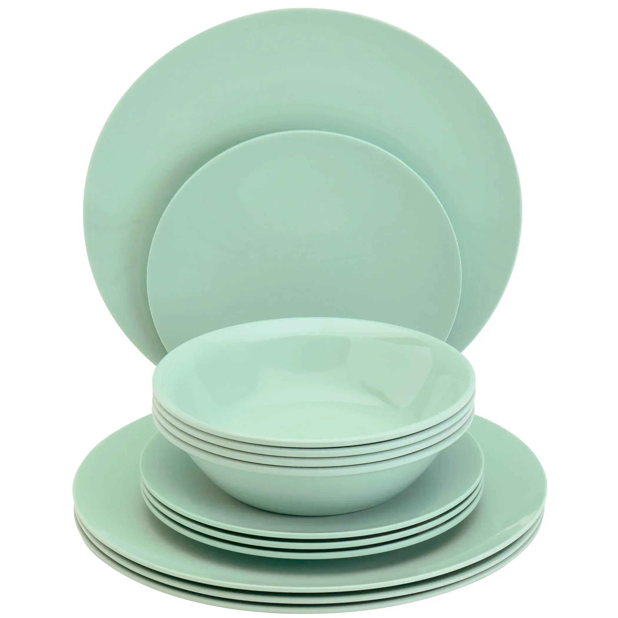 Tabletops Gallery 12 Piece Dark Green Melamine Dinnerware Set Plates Bowls for Indoor/Outdoor Use, Service for 4, Emerald - Image 9