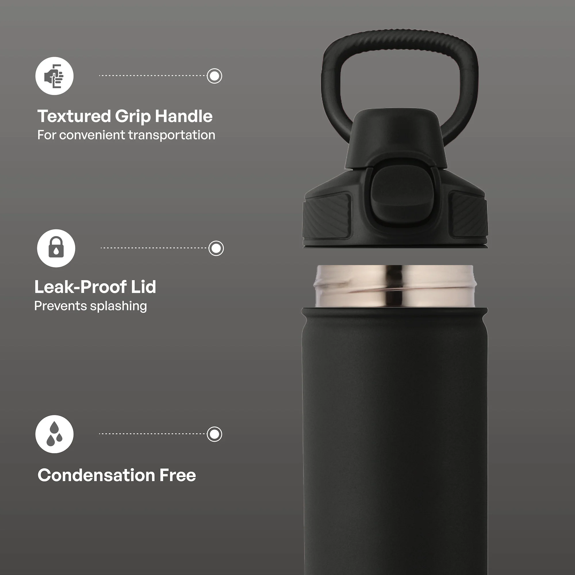 TAL 28oz Stainless Steel Ranger Push Lock Lid Water Bottle, Black - Image 3