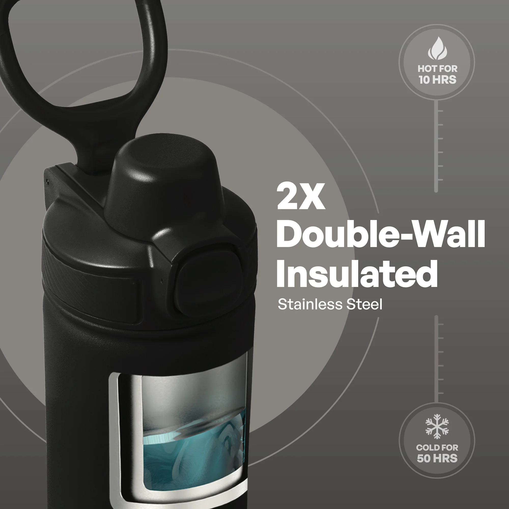 TAL 28oz Stainless Steel Ranger Push Lock Lid Water Bottle, Black - Image 4