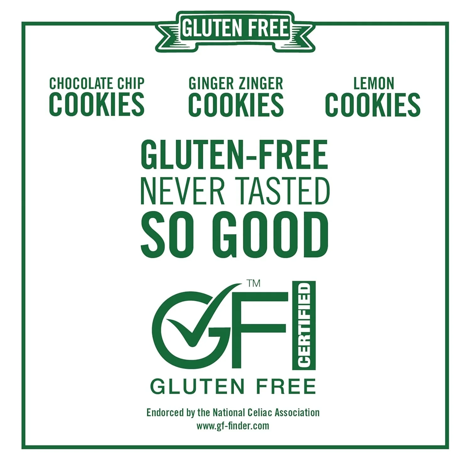 Tate's Bake Shop Gluten Free Cookies Variety Pack Lemon, Ginger Zinger & Chocolate Chip, 3 x 7 oz Bags - Image 3