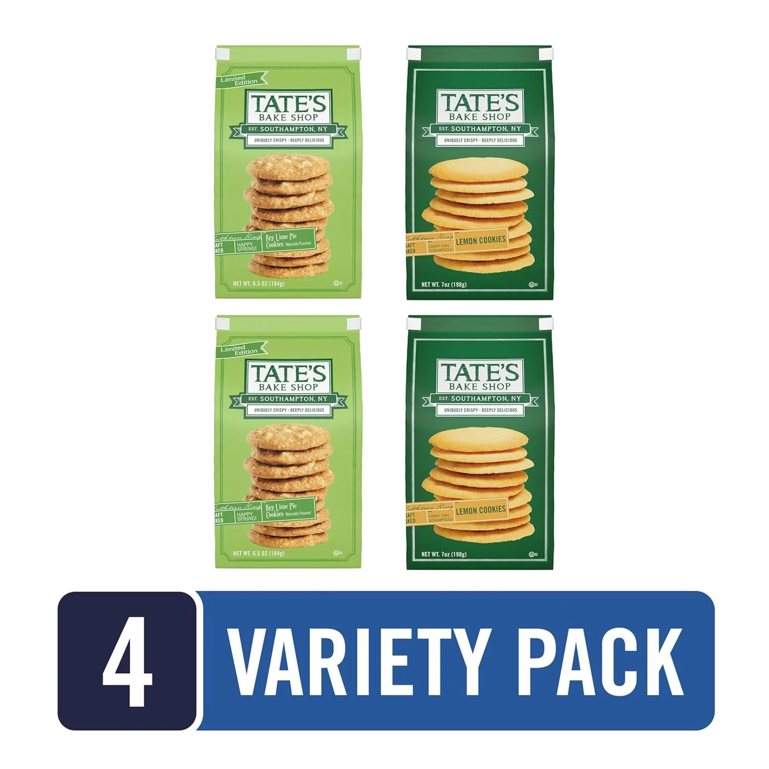 Tate's Bake Shop Key Lime Pie & Lemon Cookies Variety Pack, 4 Bags – Crisp, Buttery & Zesty Flavor - Image 3