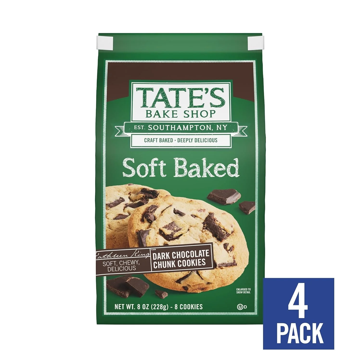 Tate's Bake Shop Soft Baked Cookies Dark Chocolate Chunk, 4 x 8 oz Bags - Image 3