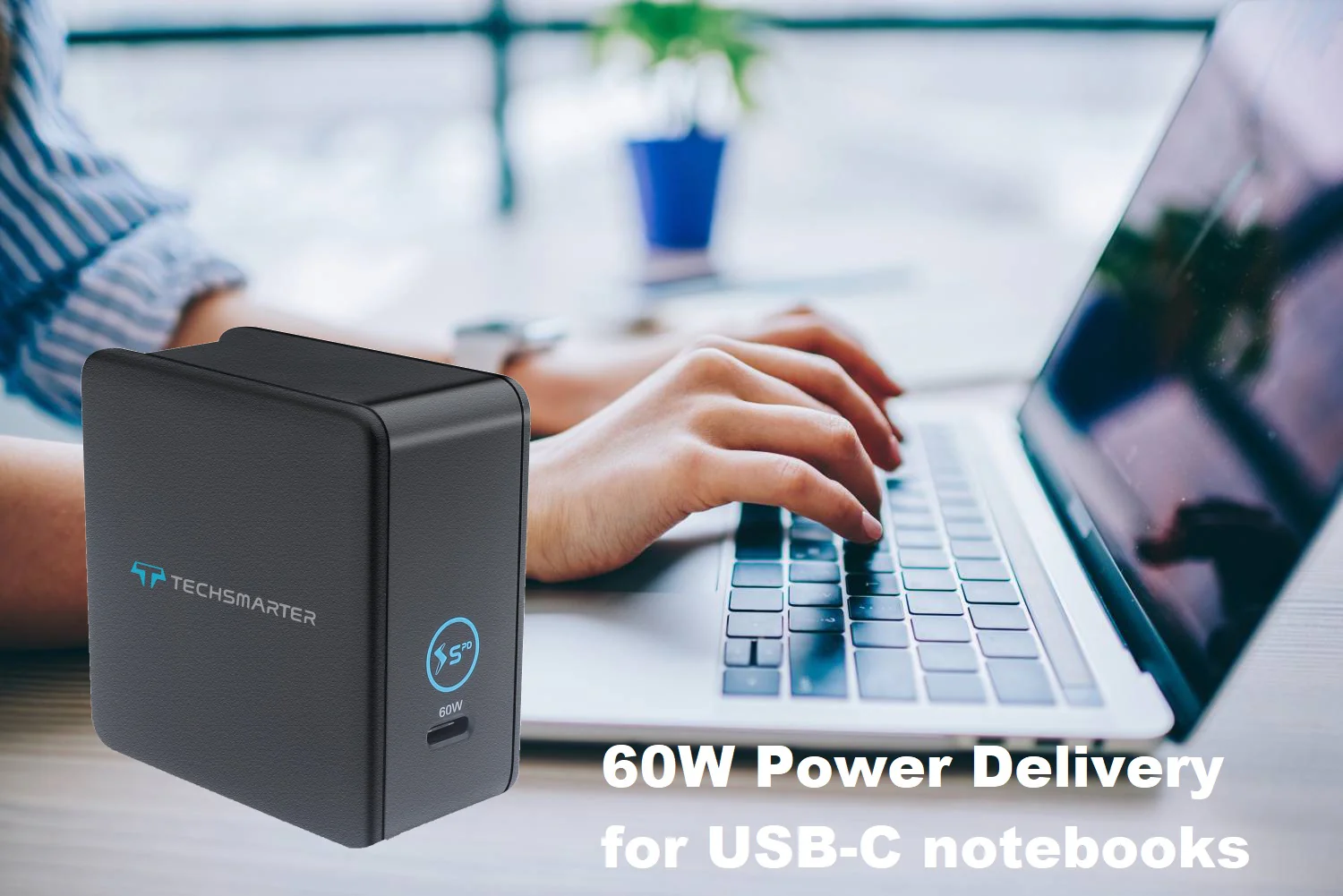 Techsmarter 60W USB-C PD Fast Charging Wall Charger for iPhone 14, 13, 12, 11, XS, X, XR, iPad Air/Pro, MacBook Air/PRo, Samsung S22, S21, S20, S10, S9, Motorola, HTC, LG, Chromebook, Dell, Lenovo - Image 6