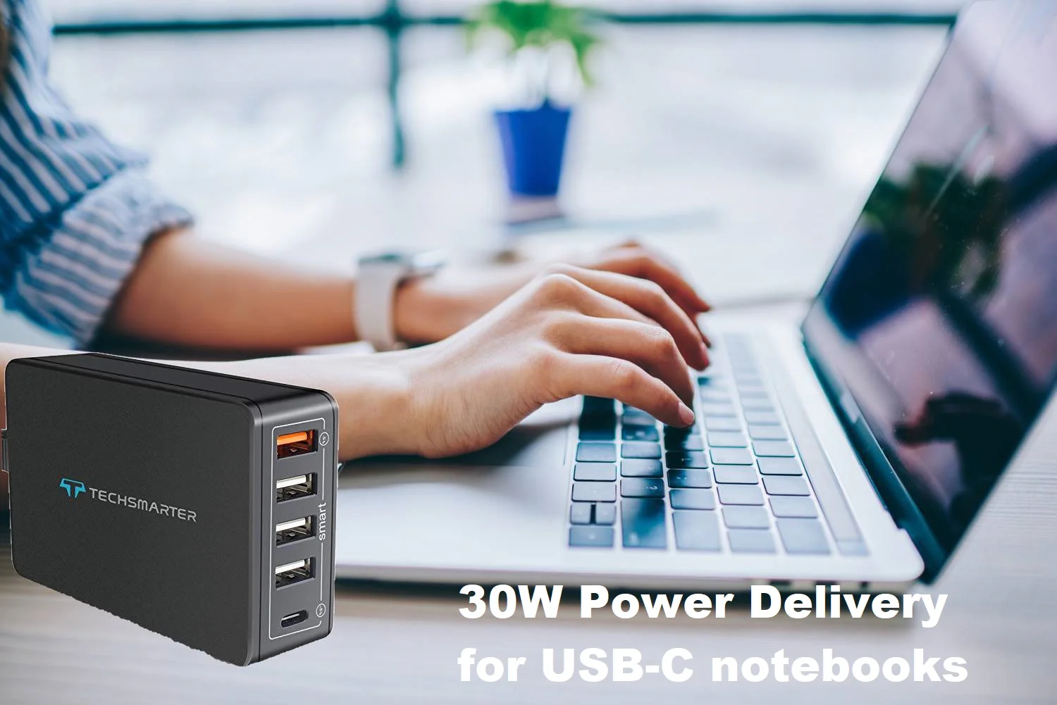 Techsmarter 63W 5-Port USB C PD Desktop Wall Charger, Multi Port Charging Station. For MacBook Air, iPad Air/Pro, iPhone, Samsung Galaxy, Motorola, LG & Android - Image 6