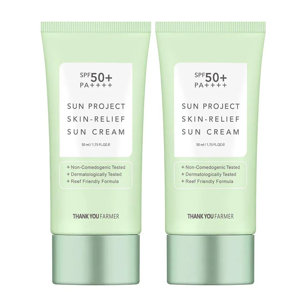 Thank You Farmer Sun Project Skin Relief Sun Cream, SPF 50+, 1.75 fl oz, 2-pack