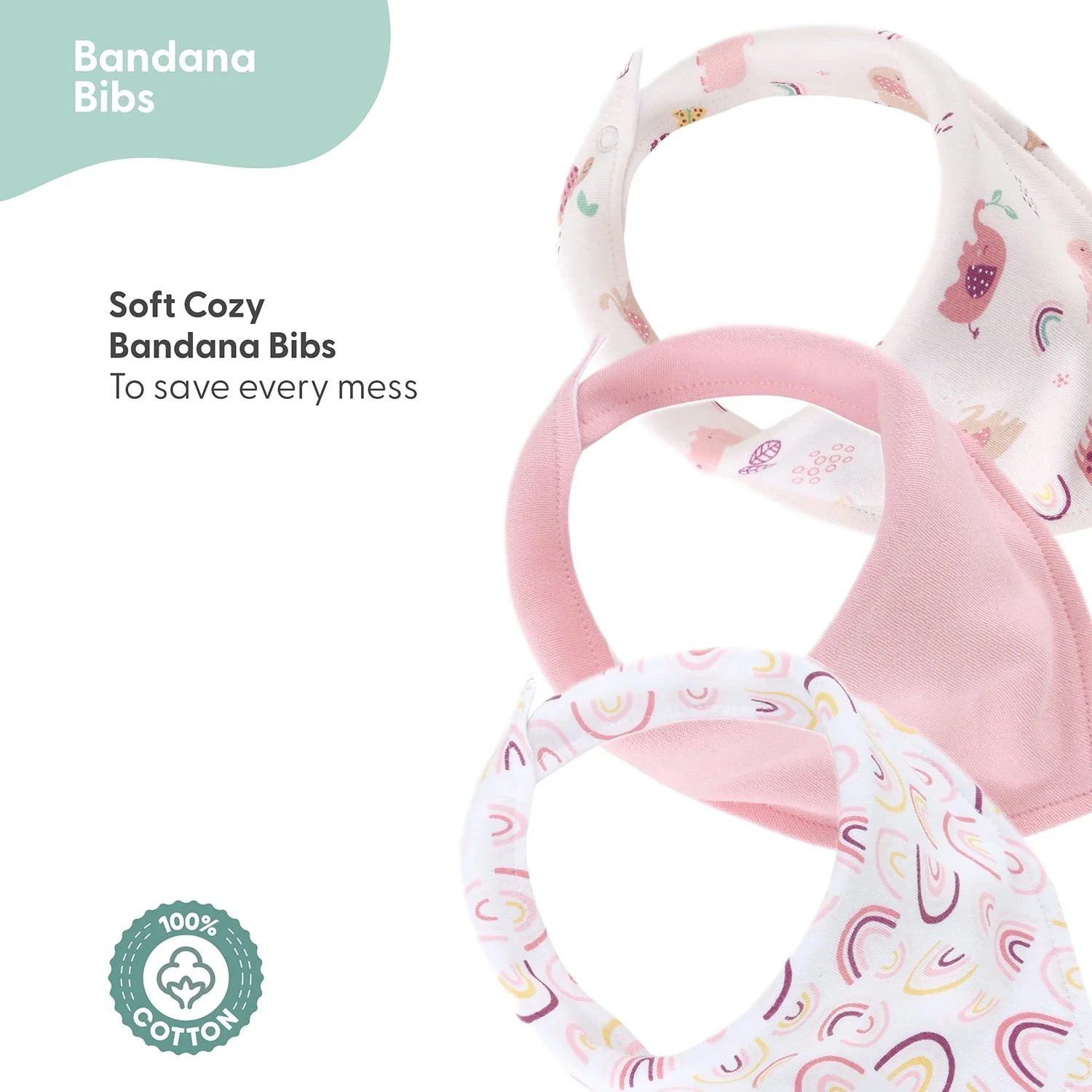 The Peanutshell Layette Gift Set for Baby Girls, 23 Essential Pieces, Pink Rainbow Safari Animals - Image 3