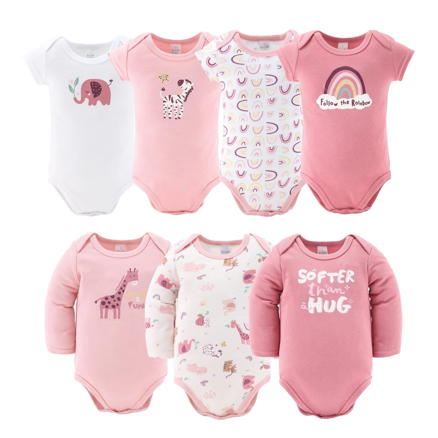 The Peanutshell Layette Gift Set for Baby Girls, 23 Essential Pieces, Pink Rainbow Safari Animals - Image 4