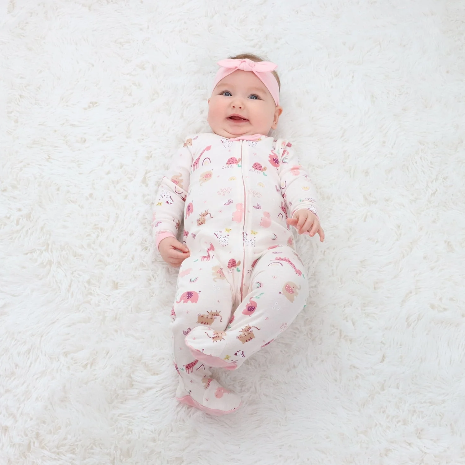 The Peanutshell Layette Gift Set for Baby Girls, 23 Essential Pieces, Pink Rainbow Safari Animals - Image 7