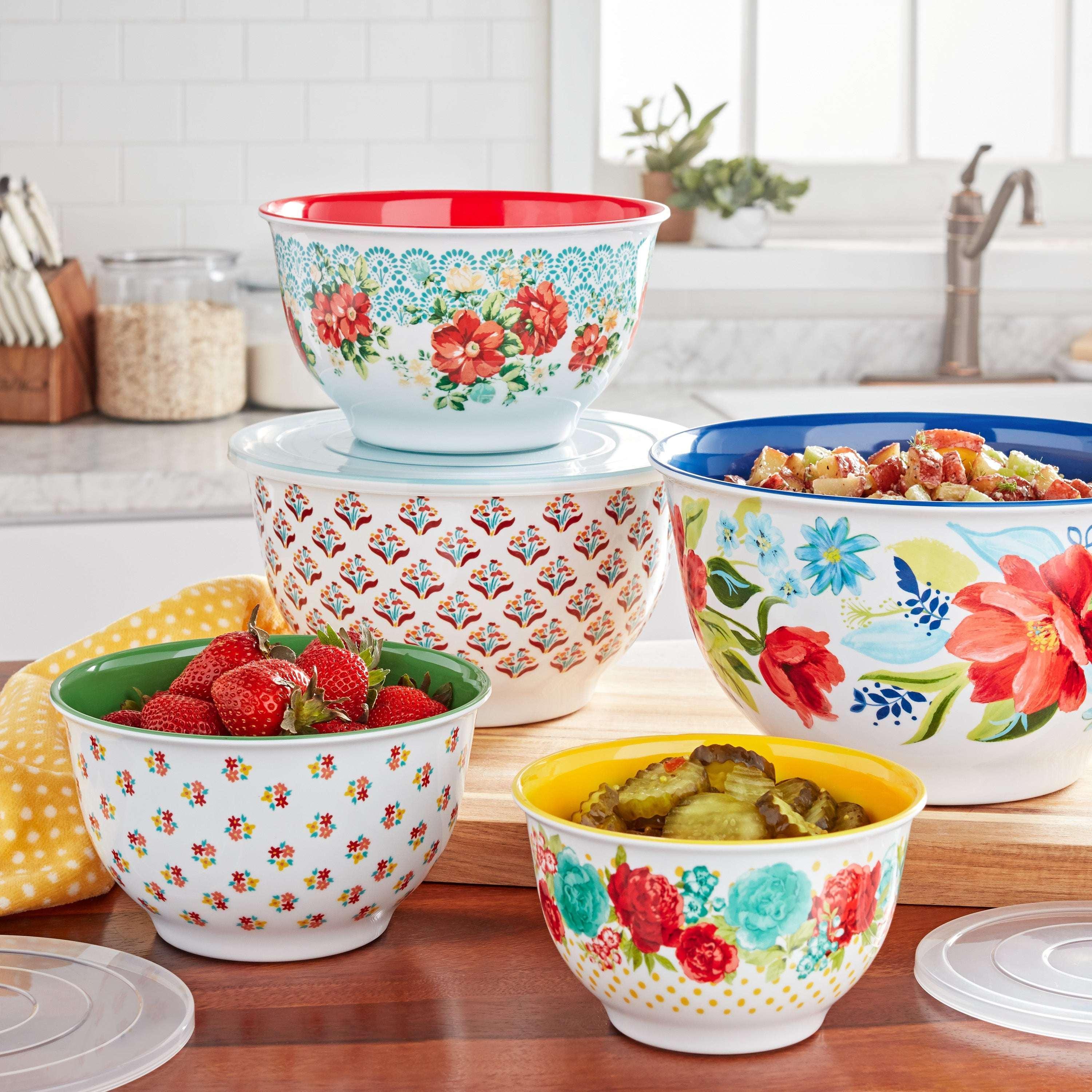 The Pioneer Woman 10-Piece Melamine Mixing Bowl Set, Fancy Flourish - Image 14