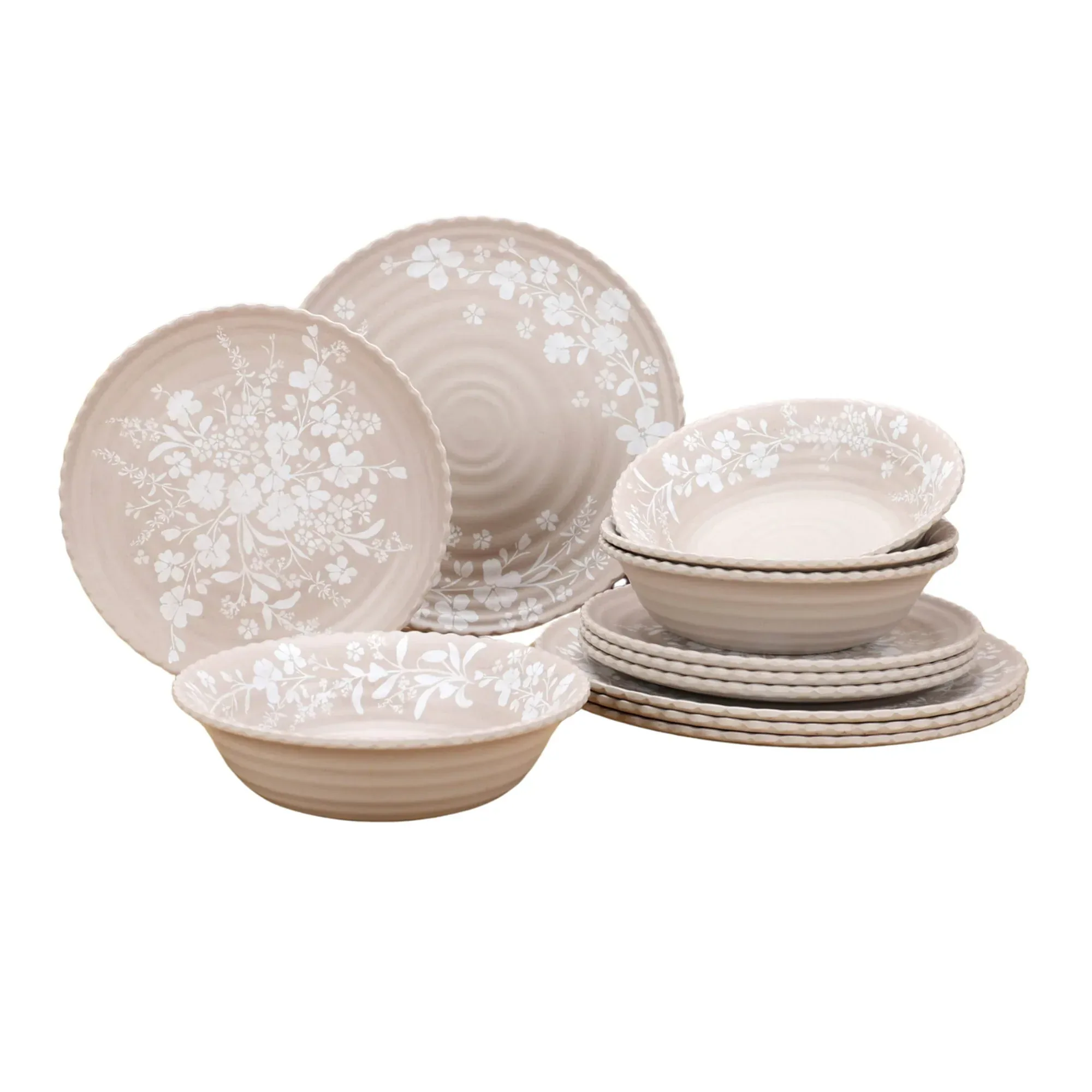 The Pioneer Woman 12-Piece Daisy Bamboo Melamine Dinnerware Set - Image 14