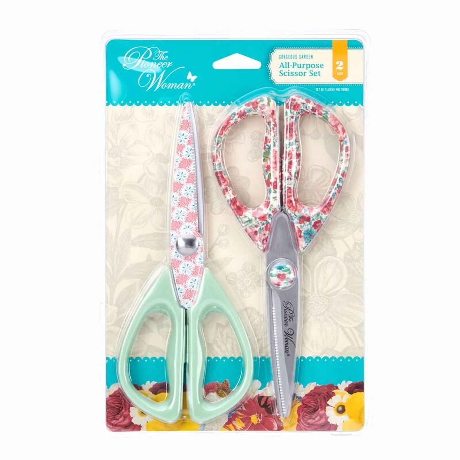 The Pioneer Woman 2-Piece All-Purpose Shears Set, Stainless Steel, Gorgeous Garden Pattern - Image 2