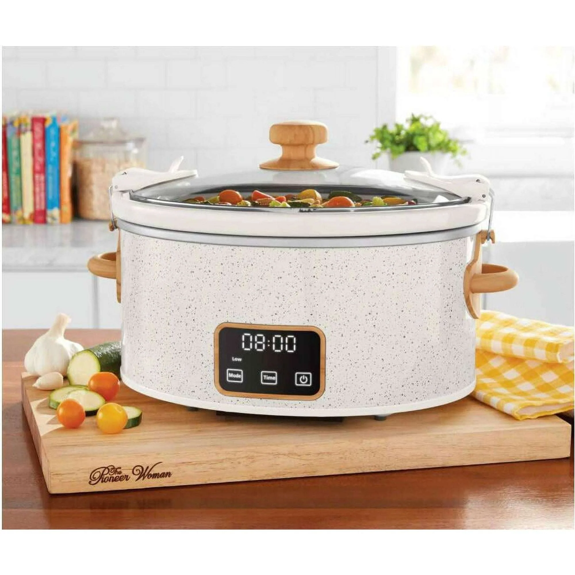 The Pioneer Woman 6-Quart Portable Linen Speckle Slow Cooker - Image 2