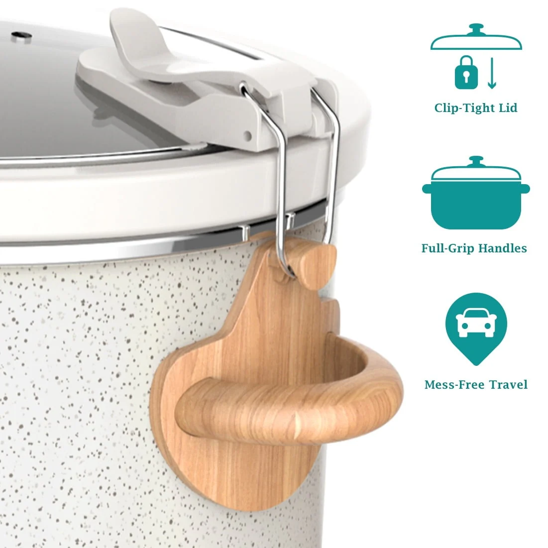 The Pioneer Woman 6-Quart Portable Linen Speckle Slow Cooker - Image 3