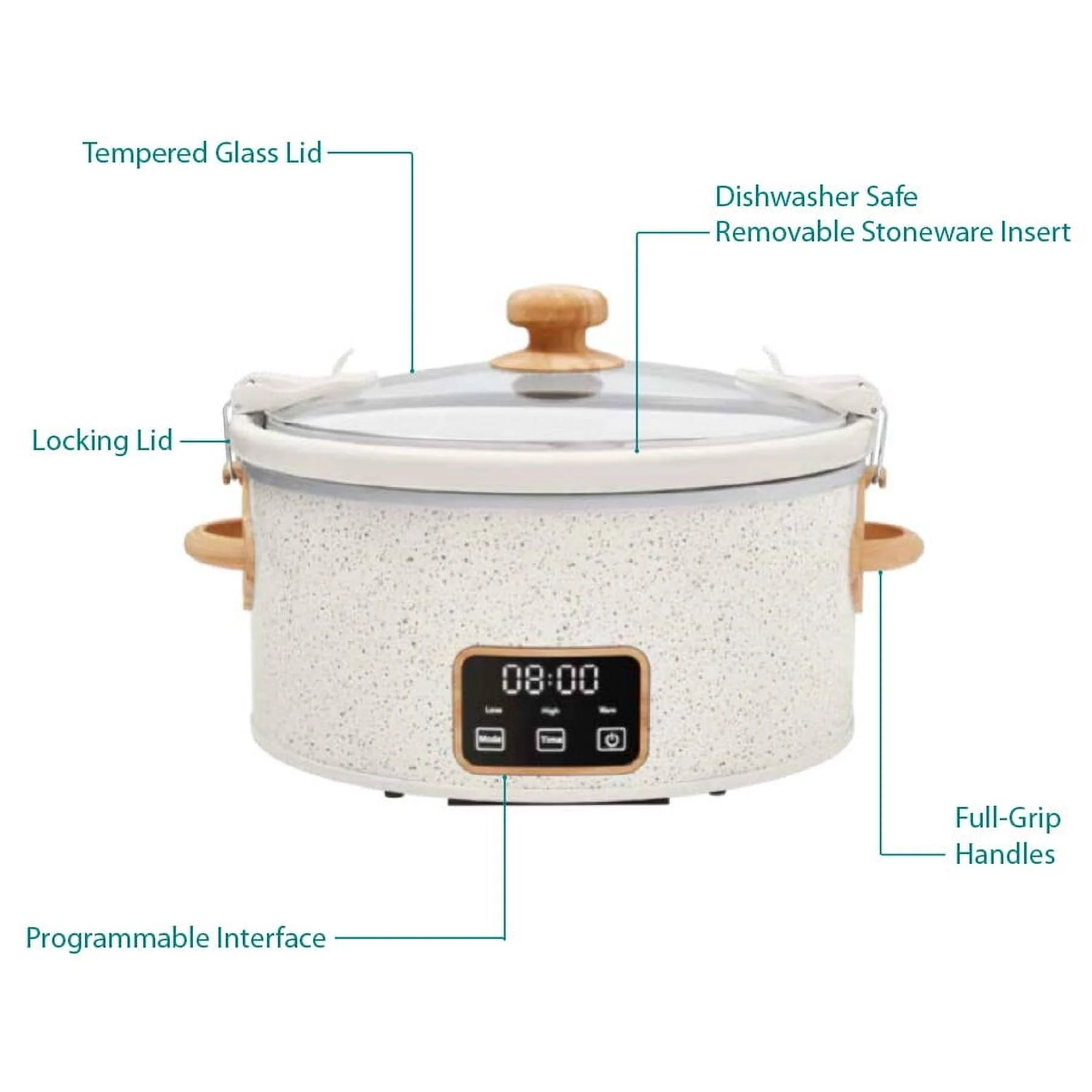 The Pioneer Woman 6-Quart Portable Linen Speckle Slow Cooker - Image 5