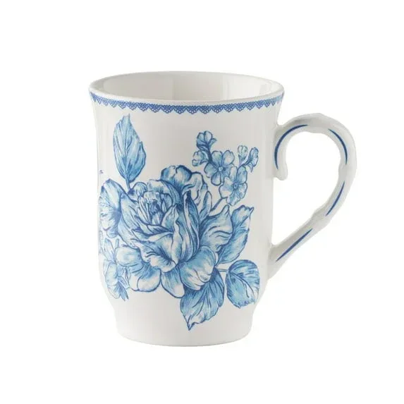 The Pioneer Woman Agatha 12-Ounce Stoneware Mugs, Blue, Set of 4 - Image 2