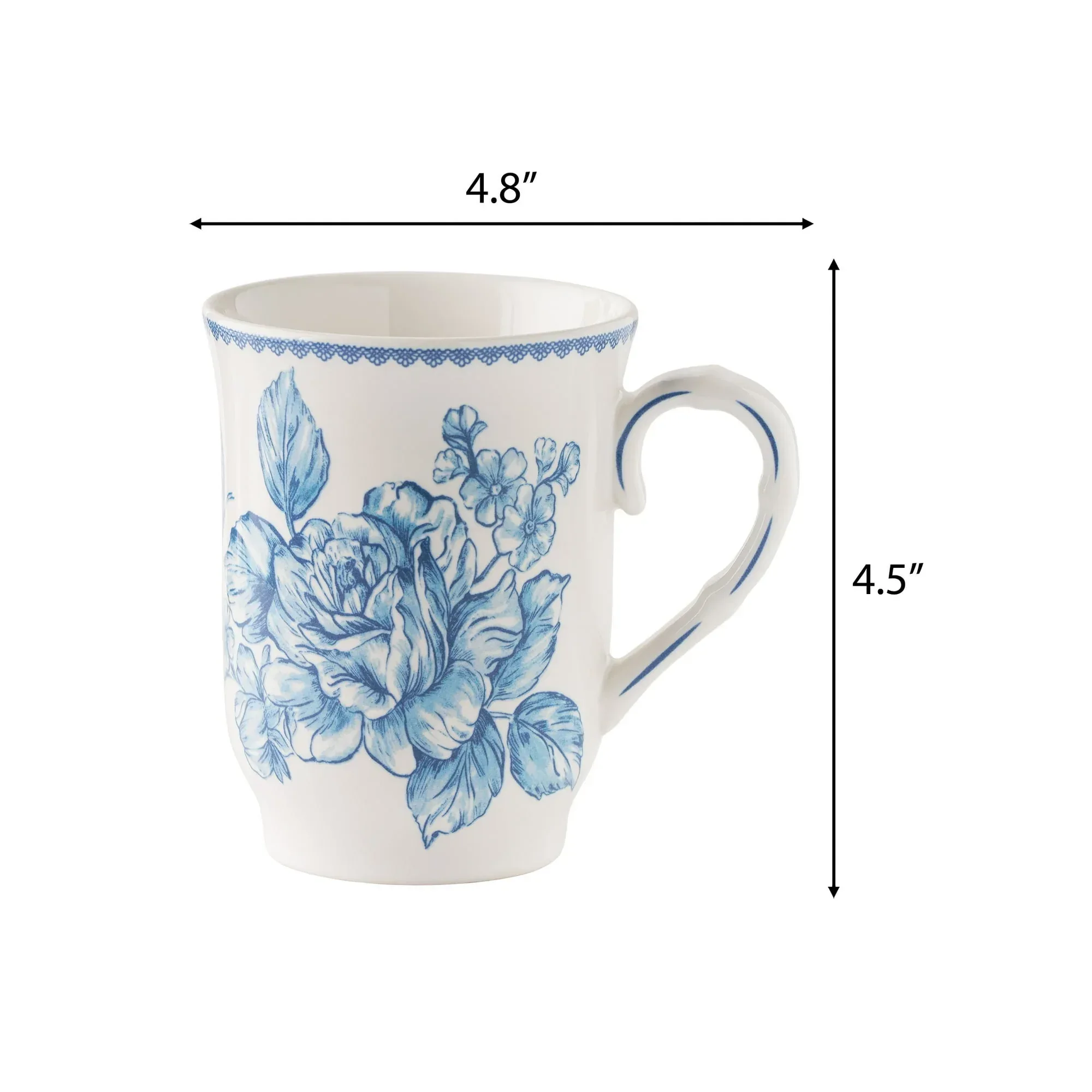 The Pioneer Woman Agatha 12-Ounce Stoneware Mugs, Blue, Set of 4 - Image 5