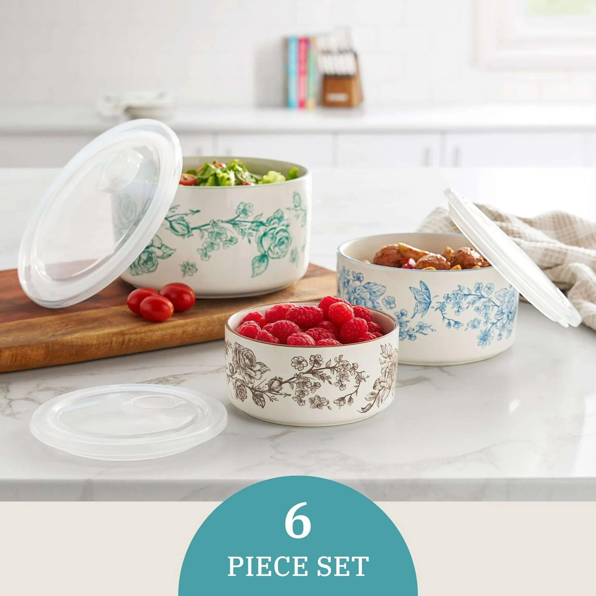 The Pioneer Woman Agatha 6-Piece Nesting Baker Set With Lids - Image 6